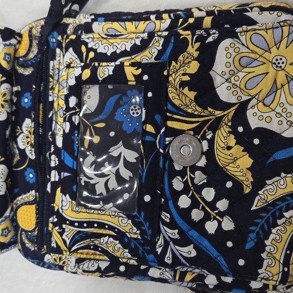 Vera Bradley crossbody bag with multiple pockets. Black, blue, white, yellow - Picture 8 of 9